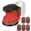 TALOEYH Levigatrice orbitale a batteria, compatibile con batteria Milwaukee da 18 V, 3 velocità, 9700-19000 giri/min, levigatrice rotante senza spazzole con 25 fogli di carta abrasiva per legno, plastica e