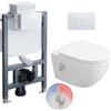 HOROW Doccia WC senza bordo con cassetta di scarico a incasso, set acqua | Set completo per WC a parete con piastra di pressione, WC sospeso, a risparmio idrico e silenzioso, per piccoli bagni