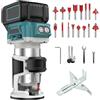 BAKENLON Fresa a batteria compatibile con batteria Makita da 18 V, batteria senza spazzole da 800 W, set fresa per bordi a 6 velocità, 30000 giri/min, fresa per legno a batteria con 16 frese da 1/4 per