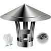 Generico Comignolo Cappello in Acciaio Inox, 50 80 110 150 200 300mm Comignolo Antipioggia, Cappello per Camino Stufa Pellet Copertura(150mm/5.9in)