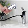 SEMANEY Rubinetto da bagno estraibile ad alta pressione con doccetta estraibile, rubinetto SEMANEY per bagno con 3 tipi di getto, miscelatore monocomando per lavabo, cromato