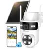 Ctronics Telecamera sorveglianza esterna solare 4G, PTZ 2K+2K, senza WiFi | Doppio obiettivo, AOV 24/7, Batteria solare 15600mAh + Pannello 8W, Tracciamento auto, IA 30 m, 355°/90°, IP66, TF/FTP/Cloud