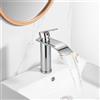 KMDZDZGS Rubinetto da bagno, in acciaio inox a cascata per lavabo, miscelatore monocomando per acqua fredda e calda in bagno, con 2 tubi flessibili da 3/8, risparmio d'acqua e risparmio energetico (argento)