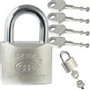ALSTEN TECH Lucchetto da 40 mm con 4 chiavi, nichelato, ideale per interni | corpo massiccio in acciaio temprato, serratura di sicurezza, staffa robusta per alta sicurezza, resistente alle intemperie