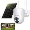 NUASI Telecamera di sorveglianza 2K per esterni, con batteria Wi-Fi, PTZ a 360°, a energia solare, con rilevamento PIR, ZZ01