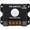 Fabater Controller Luce LED con Sensore di Movimento PIR, Interruttore Sensore Corpo Umano a Infrarossi DC12-24V 30A, Rilevamento Automatico per Striscia Luminosa Esterna, Ritardo Regolabile 60-600 S