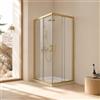 Kiamami Valentina - Box Doccia 80X80cm Oro Spazzolato Con Ante Scorrevoli E Cristallo Trasparente | City