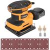Hoteche Levigatrice orbitale da 240 W, 110 x 100 mm, smerigliatrice multifunzione per legno con autoaspirazione, 13000 rpm, con spazzole in carbonio, carta vetrata e contenitore per la polvere