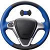 Shining Wheat Coprivolante cucito a mano per Ford Fiesta 2008-2013 Ecosport 2013-2016 (pelle nera + pelle blu)