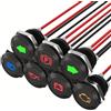 Gutol 7 spie luminose impermeabili da 1/2 (12 mm) 12 V 24 V con cavo 26 AWG 300 mm per moto, auto, camion, trattori, camper, ATV