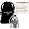 Guardian Bell Campanella portafortuna con portachiavi e sacchetto in velluto nero, motivo Ghost rider, per moto, in peltro, senza piombo, realizzata in USA