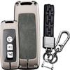 TECART Custodia per chiave auto, adatta per Honda SH 125 350 Forza 250 750 ADV 150 X-ADV SH150i SH300 150 custodia in lega di zinco pelle TPU Smart telecomando cover 2/3 tasti tessitura grigio
