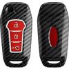 kwmobile Custodia Copri Chiave Compatibile con Ford MyKey a 3 tasti (Key Free) - Cover Coprichiave Telecomando Auto in Plastica e Silicone - Effetto Carbonio