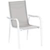 OBI Outdoor Living Sedia da giardino con braccioli Princeton in alluminio e tessuto bianco e grigio