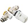 - Kit valvola e detentore a squadra 3/8" x 3/4" eurocono testa termostatica