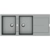 - Lavello da incasso in quarzo 2 vasche 116x50 cm grigio