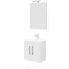 - Mobile bagno base con lavabo e specchio sospeso 60,5x144x36,5 cm bianco lucido