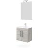 - Mobile bagno base con lavabo e specchio sospeso 60,5x144x36,5 cm rovere grigio