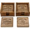 - Set 4 sottobicchieri in legno Tea/Coffee 10x10x1 cm marrone