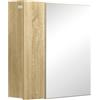 kleankin Mobile da Bagno con Specchio 60x15x60cm Color Legno | 4 Ripiani Interni, Specchio Bagno Contenitore, In Truciolato