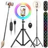 YISSVIC 10 Ring Light Light Ring RGB 26 Colori 10 Livelli di Luminosità con Treppiede Regolabile Telecomando per Selfie Youtube Video