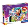 Clementoni - Puzzle Disney Princess 60 Pezzi Supercolor, Illustrazione Principesse Classici Disney, Idea Regalo, 33,5x23,5 cm, 26995