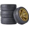 KINGCOO Set di pneumatici e ruote per auto RC, KINGCOO 4 pezzi pneumatici in gomma da 65mm e ruote in plastica con cerchi a 6 raggi esagonali da 12mm per auto da corsa RC On-Road Touring 1/10 per HSP HPI