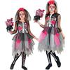 W WIDMANN MILANO Party Fashion - Costume da scheletro floreale per bambini | Set da 2 pezzi con abito e cerchietto, costume Dia de los Muertos per Halloween e Carnevale