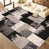 Alishomtll Tappeto nero marrone 160 x 230 cm, moderno tappeto geometrico | Tappeto da cucina a pelo corto, antiscivolo, morbido, lavabile, per corridoio, soggiorno, camera da letto, studio, ingresso
