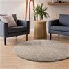 Interiyou Tappeto salotto a pelo alto Sofia - 160x160 cm Rotondo Beige - Soffice e monocromatico - Lavabile e antiscivolo - Lungo morbido