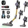 Zynet S9 Aspirapolvere Senza Fili, Scopa Elettrica Senza Fili 45000Pa/500W/45Min con Tubo Pieghevole e Supporto a Parete, Motore Brushless, per Peli di Animali Domestici, Tappeti e Pavimenti Duri (Giallo)