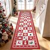 TUKDAK Tappeto natalizio rosso, 60 x 240 cm, lavabile, antiscivolo, vintage | Tappeto a pelo corto, motivo natalizio, per cucina, camera da letto, soggiorno