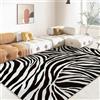 Xisnuient Tappeto Zebra Bianco e Nero Motivo Zebrato Soggiorno Camera Letto Moderno Flanella Morbido Soffice Pelo Corto Antiscivolo Corridoio Safari Stampa Animale Decorazione Interni (Colore 5,160x200cm)