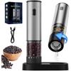 BZGG Set di macinini elettrici per sale e pepe, ricaricabile, con grana regolabile, funzionamento one-touch, 60 ml, funzionamento silenzioso, per cucina e sala da pranzo, nero (confezione da 2)