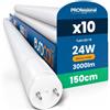 Eurocali 10 Tubi LED 24W 150cm T8 G13 SMD con Starter 3000 Lumen Garanzia 3 Anni - Luce Calda 3000K - Alta Luminosità 125 lm/W - Materiale Nano Plastic Sostituzione Neon per Soffitto Garage Negozio