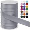 LEREATI Sbieco per Bordare 25mm x 50m Fettuccia in Raso Nastri in Sbieco per Cucito a Doppia Piega, Nastro per Tappezzeria per Cucito Bunting Cucitura Trapuntatura Orlatura (Grigio Argento)