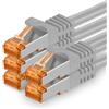 1aTTack.de, cavo di rete Cat.7, grigio, 3,0 metri - confezione da 5, cavi Ethernet LAN Gigabit
