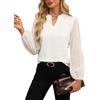 Decorie Blusa Donna Elegante in Chiffon Maniche a Sbuffo per Ufficio e Cerimonia,Nero,S