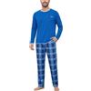 Aseniza Pigiama Uomo Invernale Cotone Lungo Due Pezzi con Tasche | Morbida biancheria da notte con design a contrasto, pantaloni dritti con coulisse e tasche laterali, come abbigliamento da