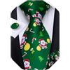 DiBanGu Cravatta natalizia da uomo, motivo festivo, fazzoletto da taschino, gemelli quadrati, per feste di Natale, con confezione regalo, Babbo Natale verde/albero di Natale, Taglia unica