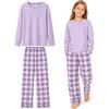 Baogaier Ragazzi Ragazze Set Pigiama Cotone Maglia Pantaloni con Tasche | Unisex Pigiami Lungo 2 Pezzi, Traspirante Loungewear, Top e Pantaloni, Vita Elastica, per Vacanza Casa Natale, 7-16 Anni