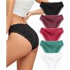 ALL OF SHE Biancheria Intima in Cotone da Donna Slip in Pizzo da Donna Hipster in Cotone Biancheria Intima Brasiliana Morbida Confezione da 6 Pezzi