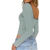 TUUHAW Maglie Donna Maniche Lunghe Scollo Rotondo Barca Maglietta Slim Fit | a Righe T Shirt, Elegante Casual Sexy Top, con Schiena Scoperta Tops, Elegante Classico Camicie, Primavera Leggero Aderente
