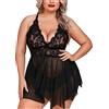 Aranmei negligé Babydoll Intimo Donna Sexy Lingerie Plus Size Biancheria Intima Anteriore Aperto Scollo V Pizzo Chemise Camicia da Notte