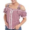 Generico Camicia A Quadri A Maniche Corte Casual da Donna,Top Quadri da Donna per Il Festival della Birra, Camicetta in Costume Tradizionale, Camicetta classica per Oktoberfest, Halloween, Carnevale e Party