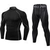LNFINTDO Set di biancheria intima termica da uomo a maniche lunghe con collo alto e pantaloni lunghi per allenamento, sci, corsa, escursionismo