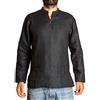 PANASIAM Camicia Henley Uomo - Camicia Estiva Leggera Senza Colletto | Canapa tessuta, bottone in legno, camicia da pescatore thai, manica lunga e corta, uso quotidiano e vacanze camicia medievale