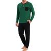 Uniexcosm Ocextami Pigiama Uomo Cotone Lungo, Maniche Lunghe | 65% cotone, collo serafino a 3 bottoni, taschino, pantaloni con fondo elasticizzato, coulisse e tasche, taglie S-4XL