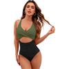 Novocloud Costume Intero Donna Modellante, Costume da Bagno Contenitivo Sexy Scollo a V Push Up Costumi da Bagno Sling Regolabili per Piscina Mare