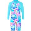 HUAANIUE Ragazze UPF 50+ UV Costumi da Bagno Rosa Cerniera Costumi a Due Pezzi Bambini Abbigliamento da Spiaggia Surf Maniche Lunghe Nuoto Costume 2-12 Anni